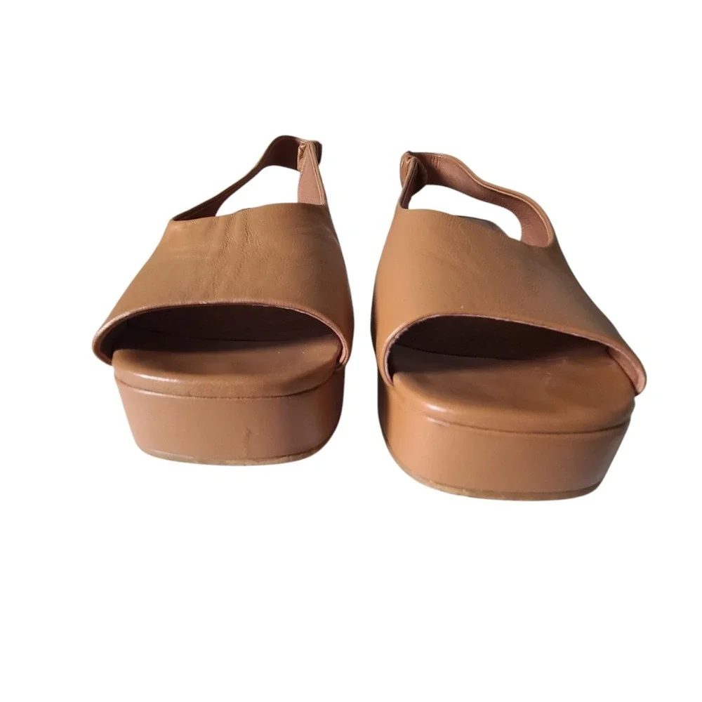 Jeffrey Campbell Extendo Platform Sling-back Block Heel Leather 11 Brown Sandals - Picture 3 of 12